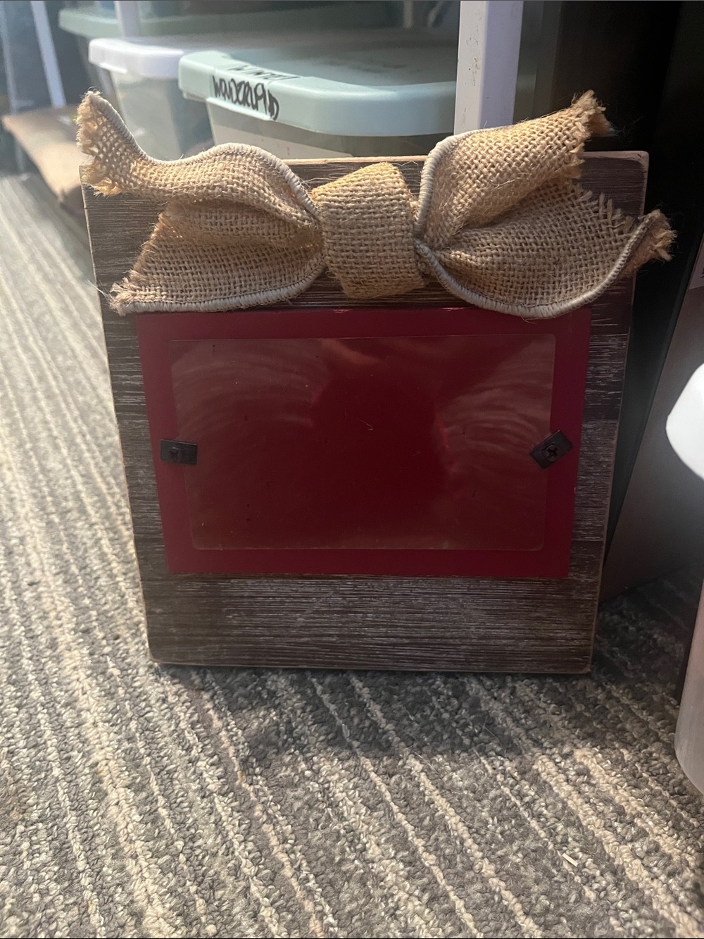 Rustic Burlap Bow Photo Frame - Brown and Red Country Living 4 x 6 657